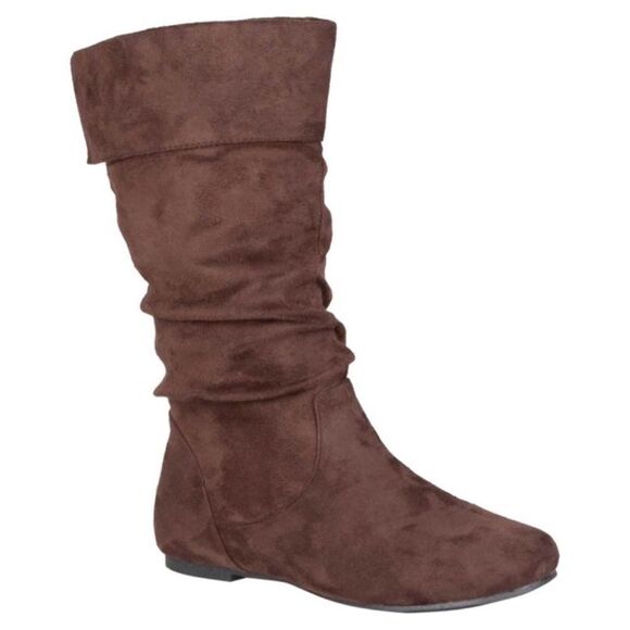 Journee Collection Brown Chely-3 Shelly Faux Suede Slouch Boots 9M NWT - Picture 1 of 7